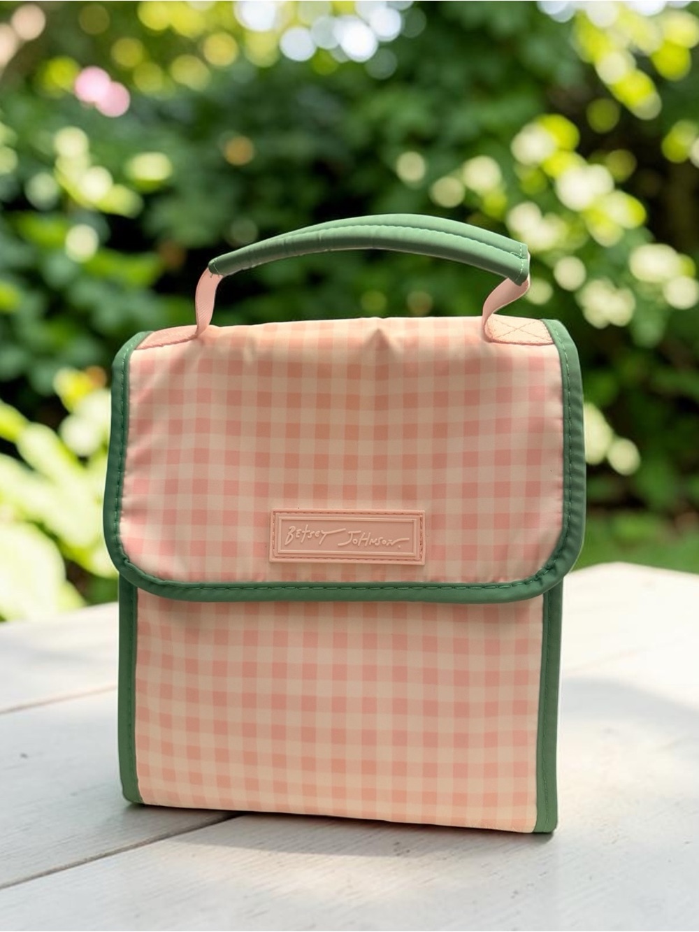 Betsey Johnson Pink Gingham Insulated Lunch Tote Bag (Like New Condition)